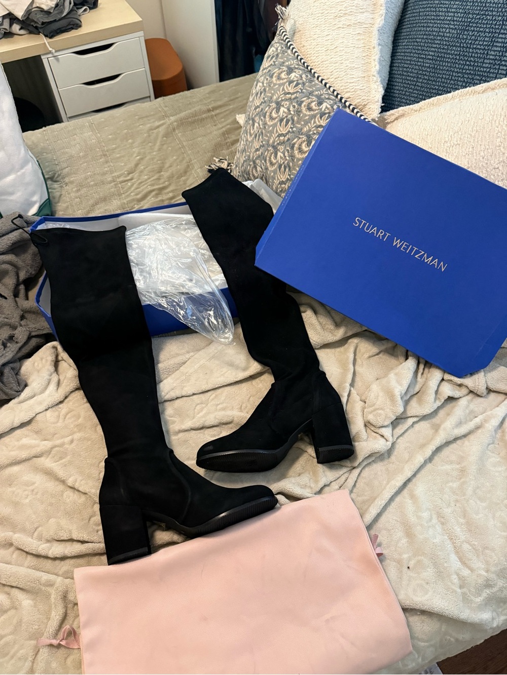 Stuart Weitzman Daphne Over-the-Knee Suede Boots Black Size 9